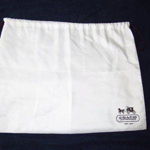 Coach Leatherware White “Satin” Dust Bag - Black Drawstring/Logo (19” X 15”)